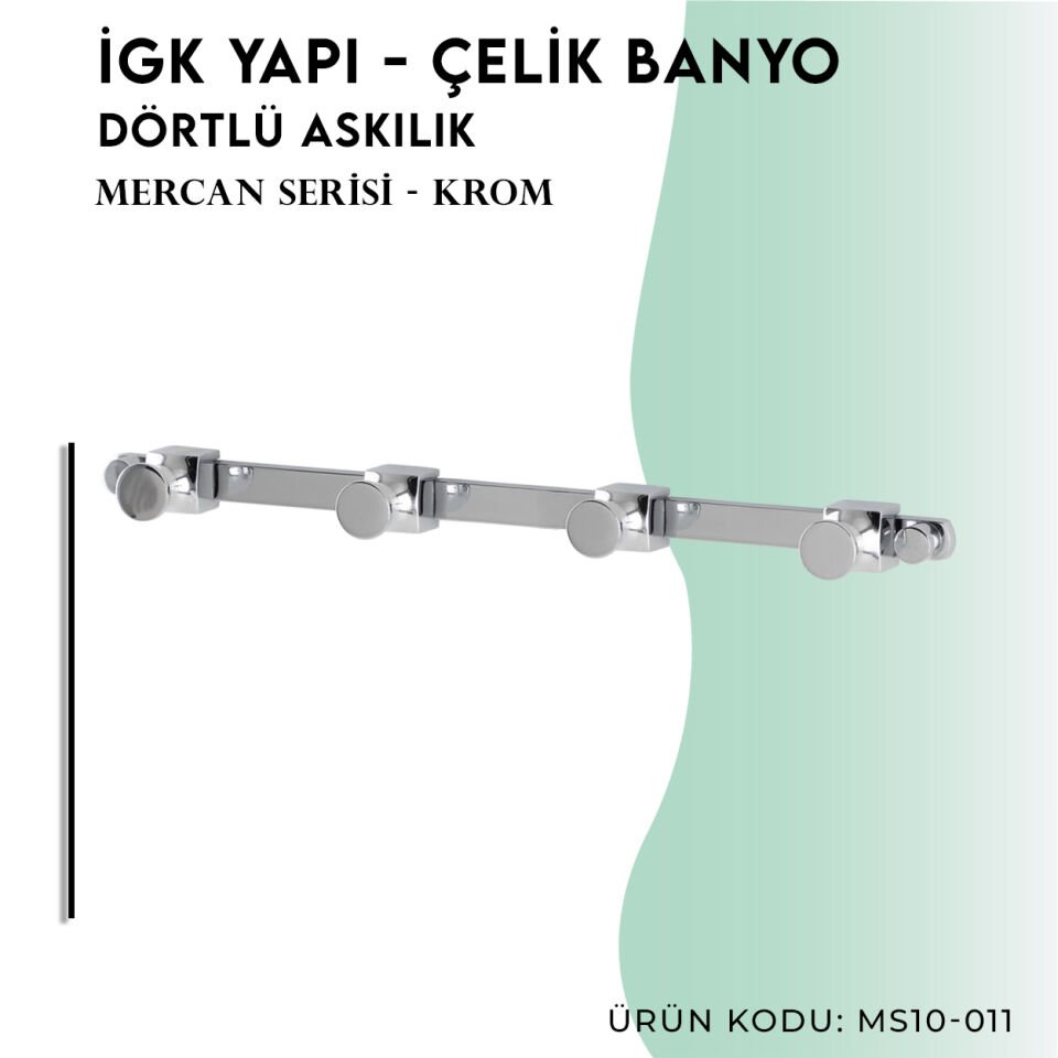 İGK YAPI - Çelik Banyo Mercan Dörtlü Askılık (MS10-011)