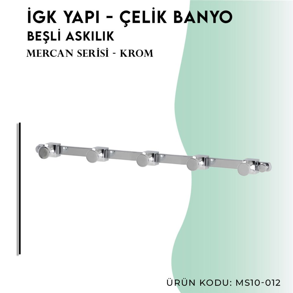 İGK YAPI - Çelik Banyo Mercan Beşli Askılık (MS10-012)