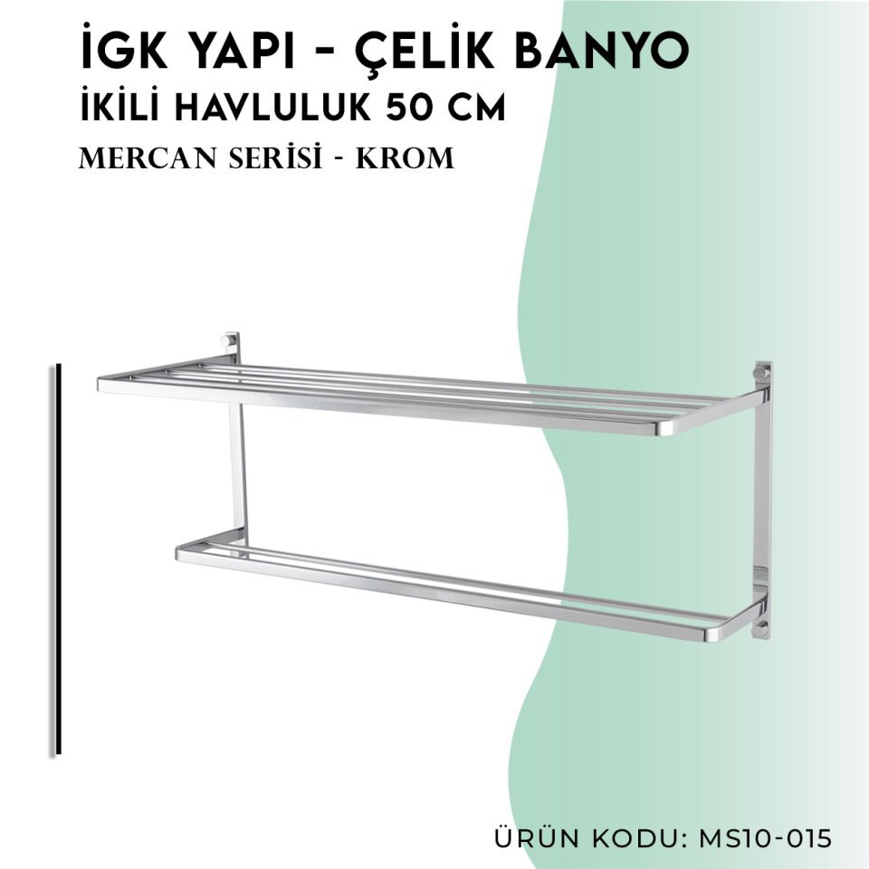 İGK YAPI - Çelik Banyo Mercan İkili Havluluk 50cm (MS10-015)