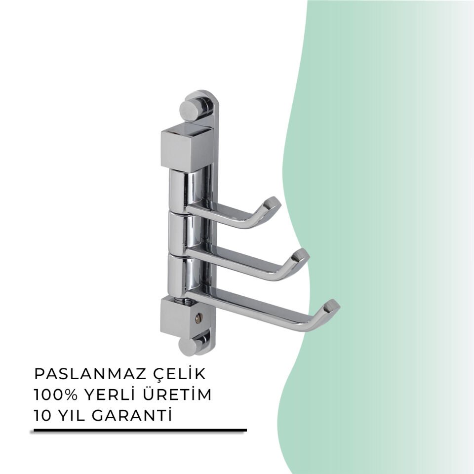 İGK YAPI - Çelik Banyo Mercan Üçlü Döner Kısa Havluluk (MS10-018)