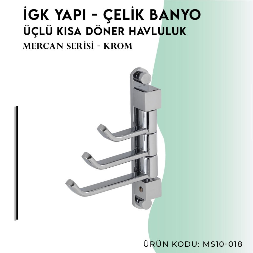 İGK YAPI - Çelik Banyo Mercan Üçlü Döner Kısa Havluluk (MS10-018)