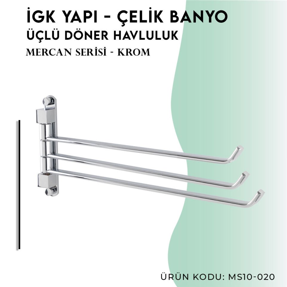 İGK YAPI - Çelik Banyo Mercan Üçlü Döner Havluluk (MS10-020)