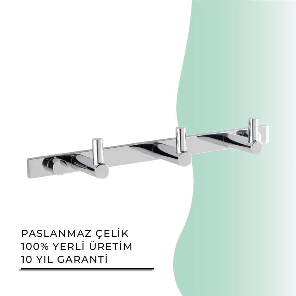 İGK YAPI - Çelik Banyo Mercan Üçlü Askılık (MS10-059)