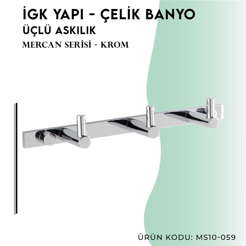 İGK YAPI - Çelik Banyo Mercan Üçlü Askılık (MS10-059)