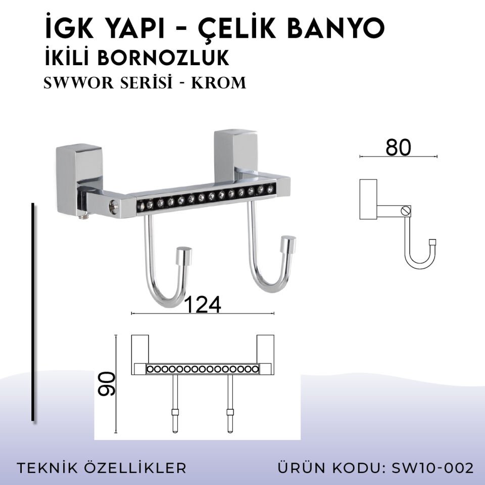 İGK YAPI - Çelik Banyo Swwor İkili Bornozluk (SW10-002)