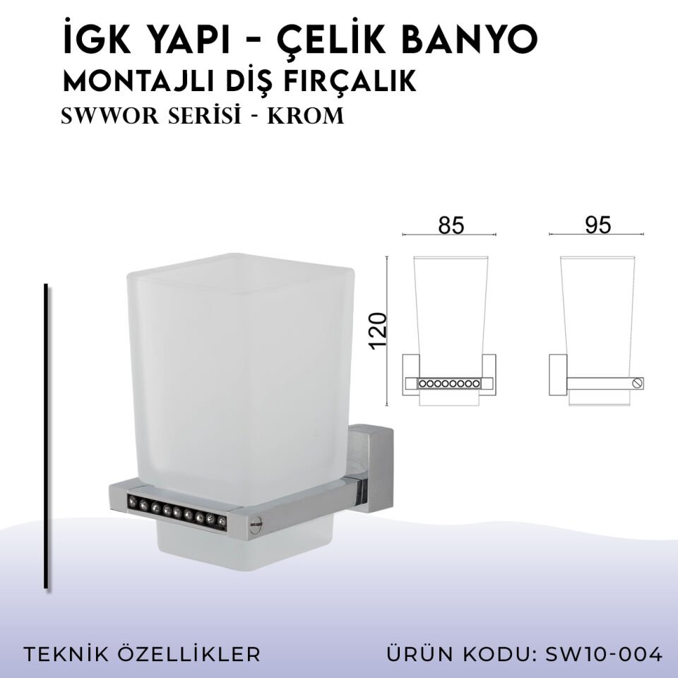 İGK YAPI - Çelik Banyo Swwor Montajlı Diş Fırçalık (SW10-004)