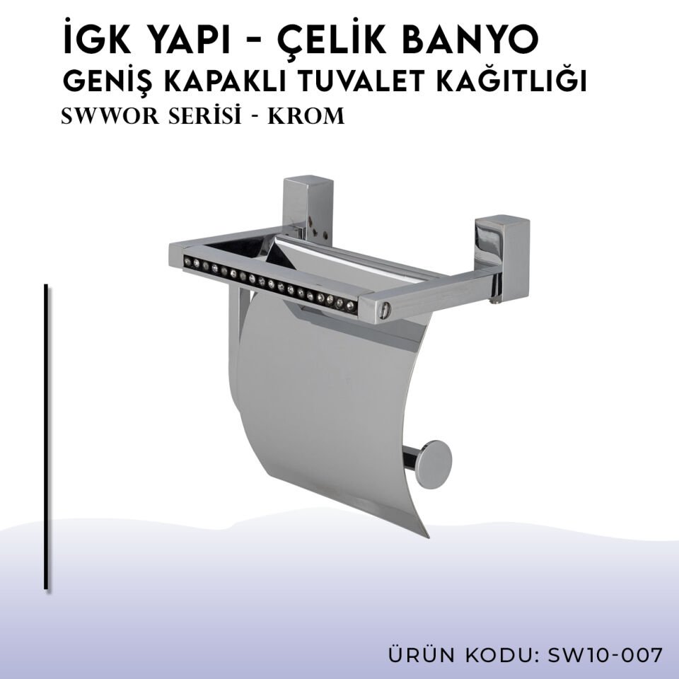 İGK YAPI - Çelik Banyo Swwor Geniş Kapaklı Tuvalet Kağıtlığı (SW10-007)