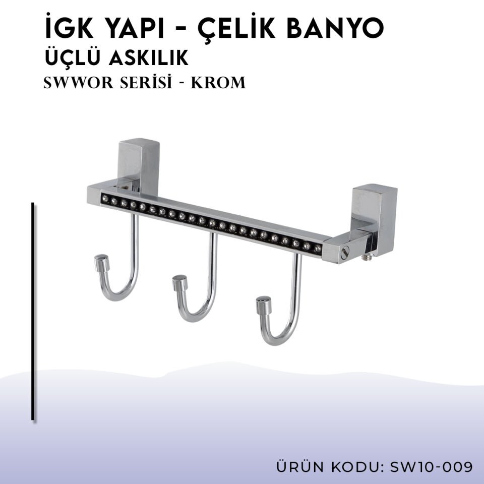 İGK YAPI - Çelik Banyo Swwor Üçlü Askılık (SW10-009)
