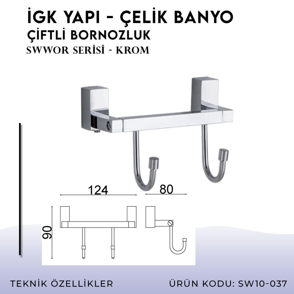 İGK YAPI - Çelik Banyo Swwor Çiftli Bornozluk (SW10-037)