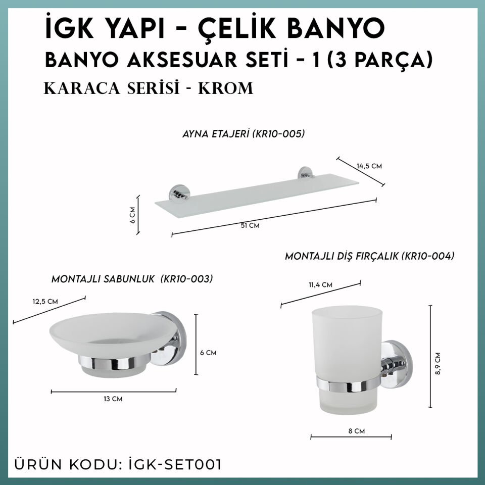 İGK YAPI - Çelik Banyo Karaca Banyo Seti -1(3 Parça)