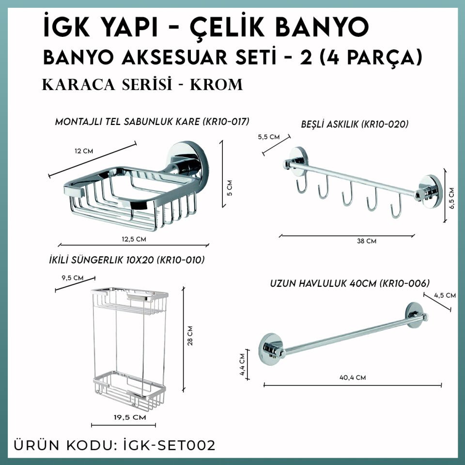 İGK YAPI - Çelik Banyo Karaca Banyo Seti -2(4 Parça)