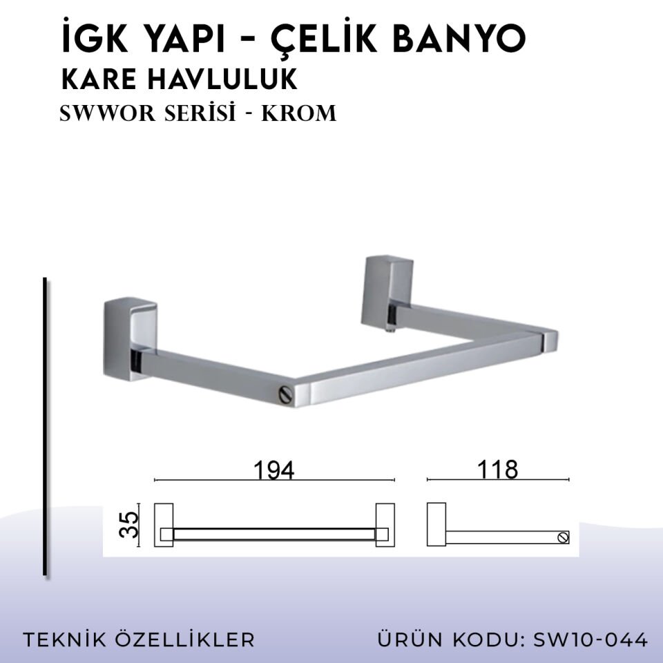 İGK YAPI - Çelik Banyo Swwor Kare Havluluk (SW10-044)