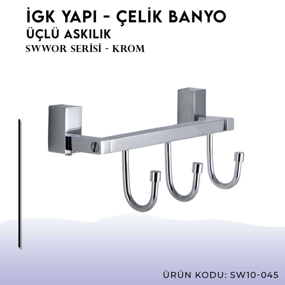 İGK YAPI - Çelik Banyo Swwor Üçlü Askılık (SW10-045)