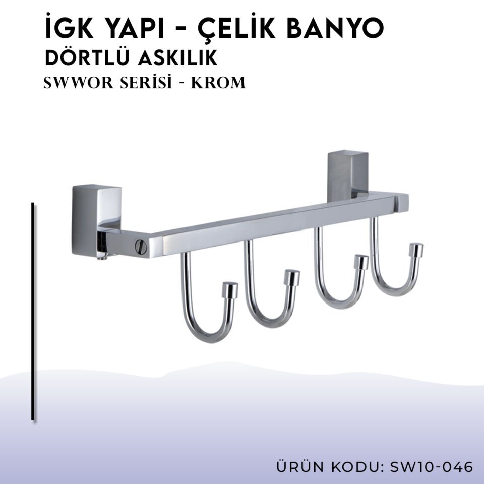 İGK YAPI - Çelik Banyo Swwor Dörtlü Askılık (SW10-046)