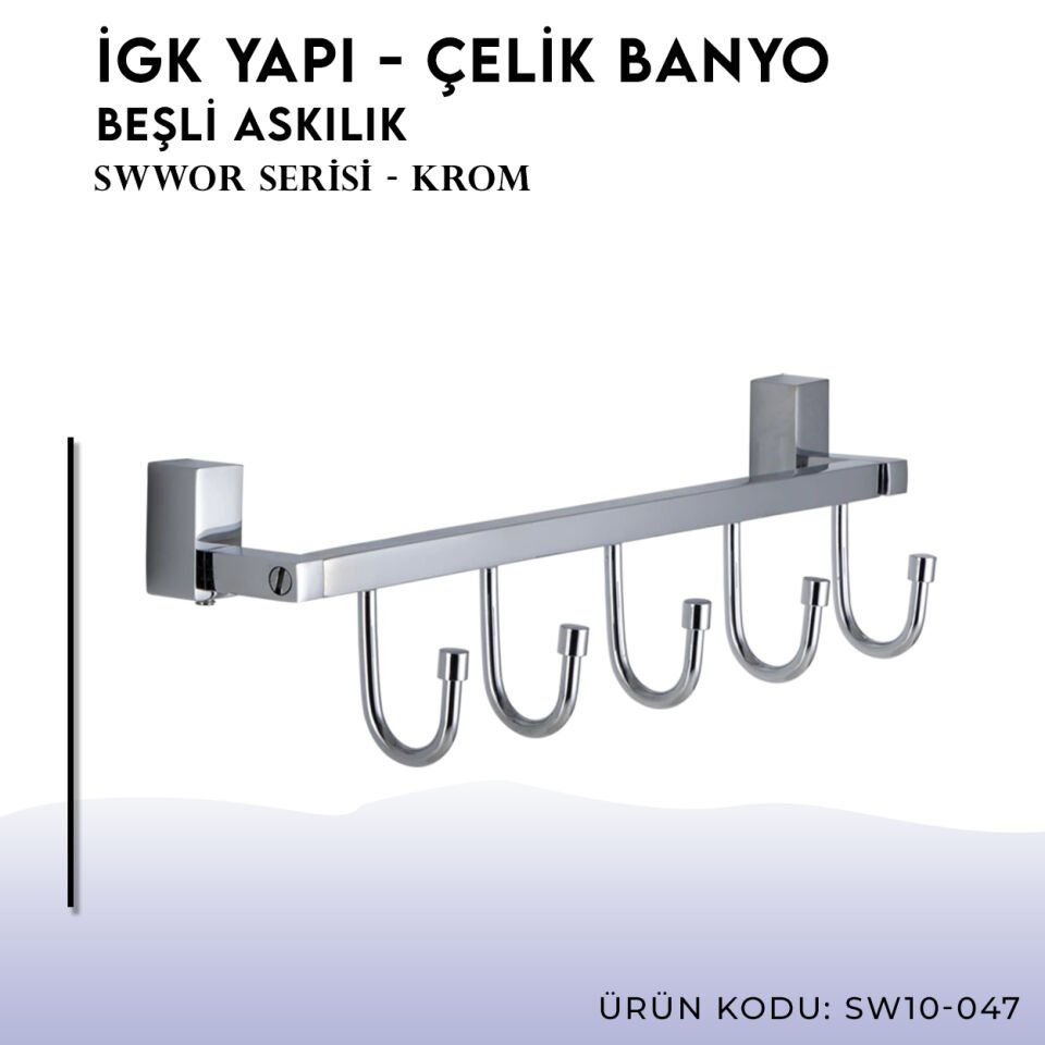 İGK YAPI - Çelik Banyo Swwor Beşli Askılık (SW10-047)
