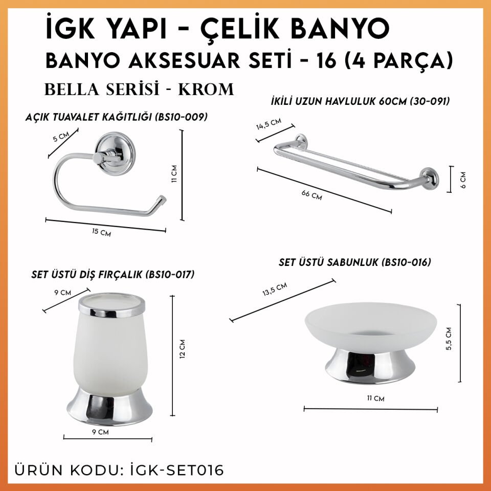İGK YAPI - Çelik Banyo Bella Banyo Seti -16(4 Parça)