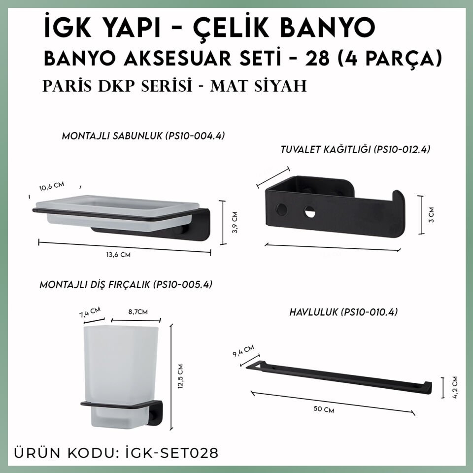 İGK YAPI - Çelik Banyo Paris Banyo Seti -28(4 Parça)