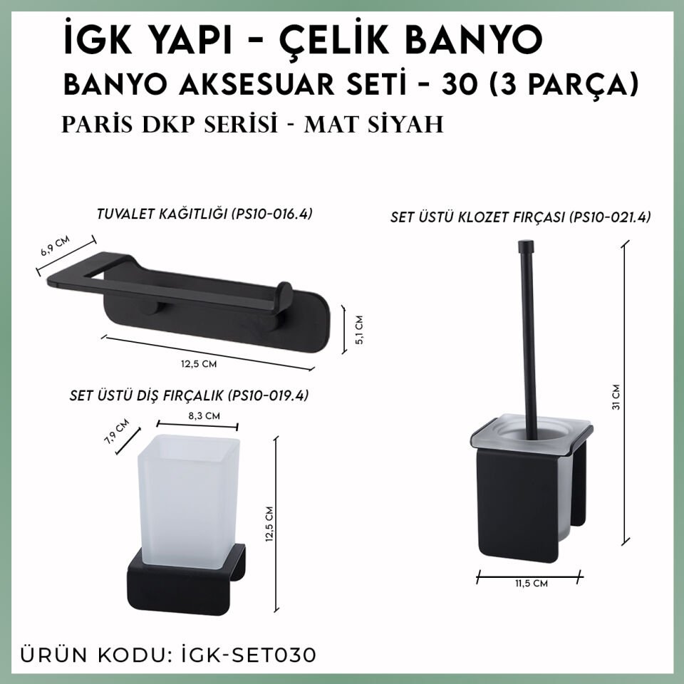 İGK YAPI - Çelik Banyo Paris Banyo Seti -30(3 Parça)