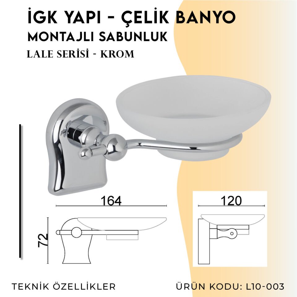 İGK YAPI - Çelik Banyo Lale Montajlı Sabunluk (L10-003)