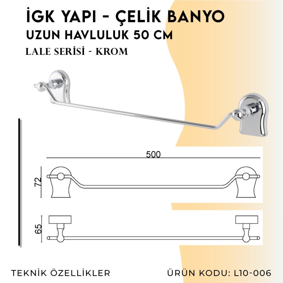 İGK YAPI - Çelik Banyo Lale Uzun Havluluk 50cm (L10-006)