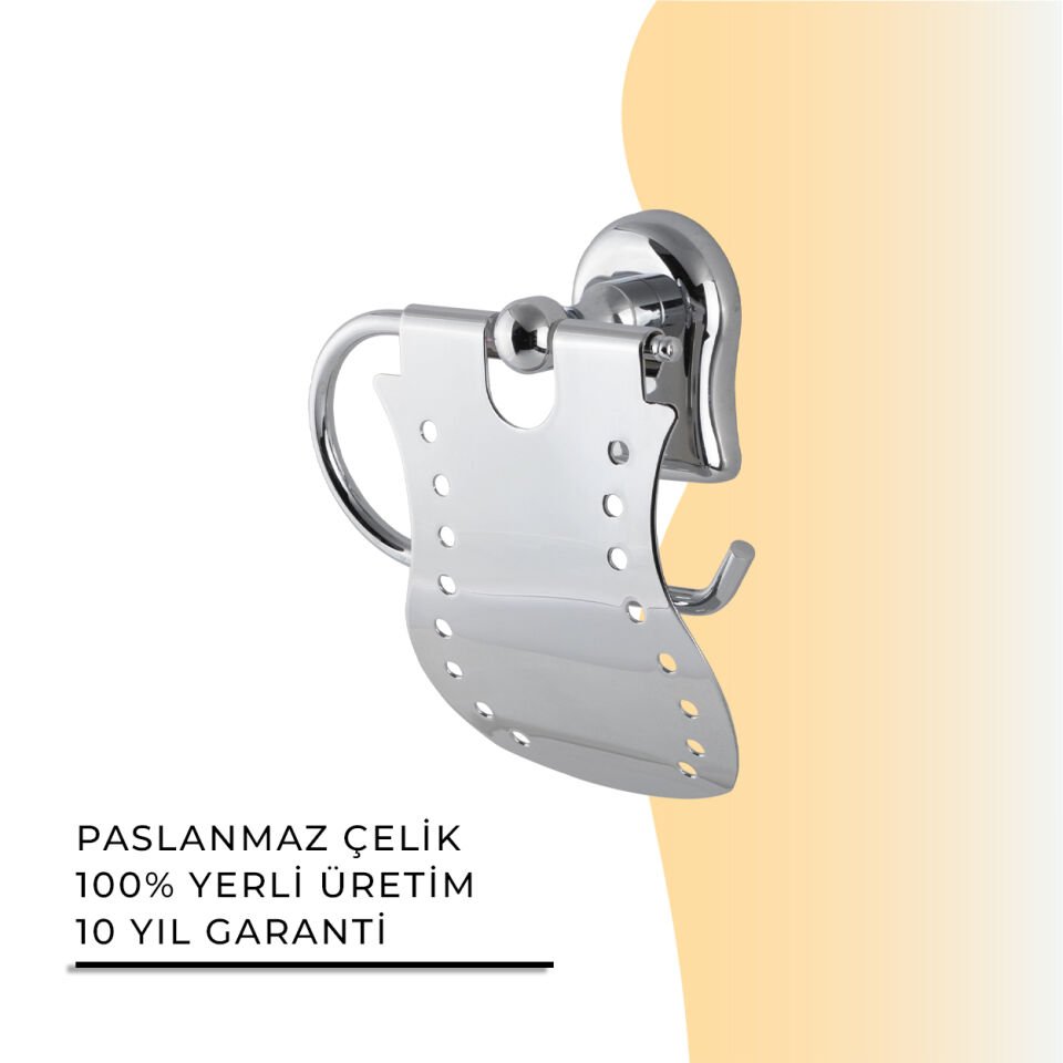 İGK YAPI - Çelik Banyo Lale Delikli Kapaklı Tuvalet Kâğıtlığı (L10-007)