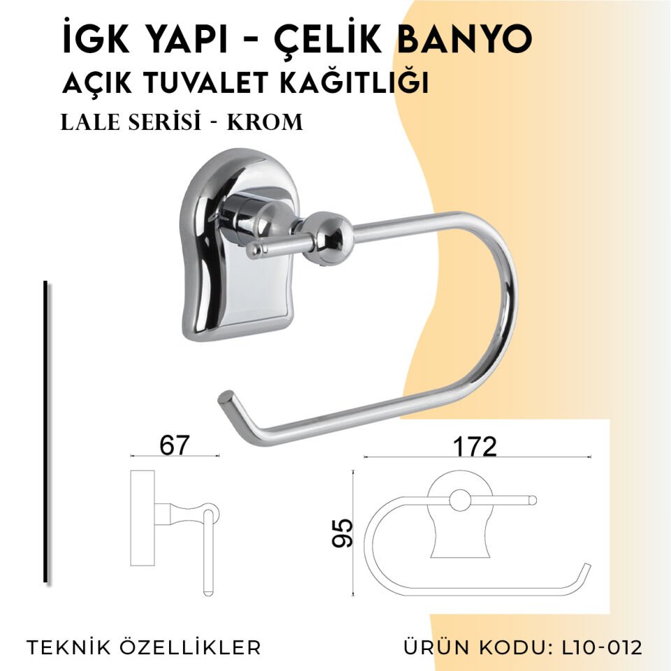 İGK YAPI - Çelik Banyo Lale Açık Tuvalet Kâğıtlığı (L10-012)