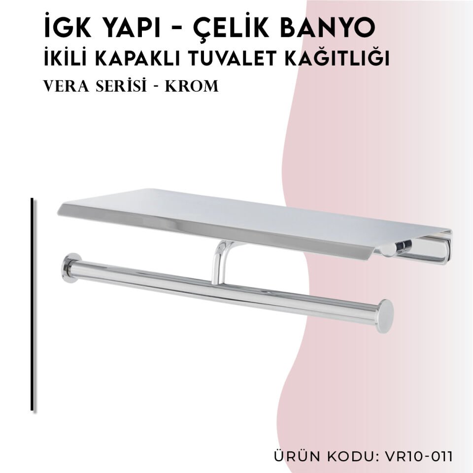 İGK YAPI - Çelik Banyo Vera İkili Kapaklı Tuvalet Kâğıtlığı (VR10-011)