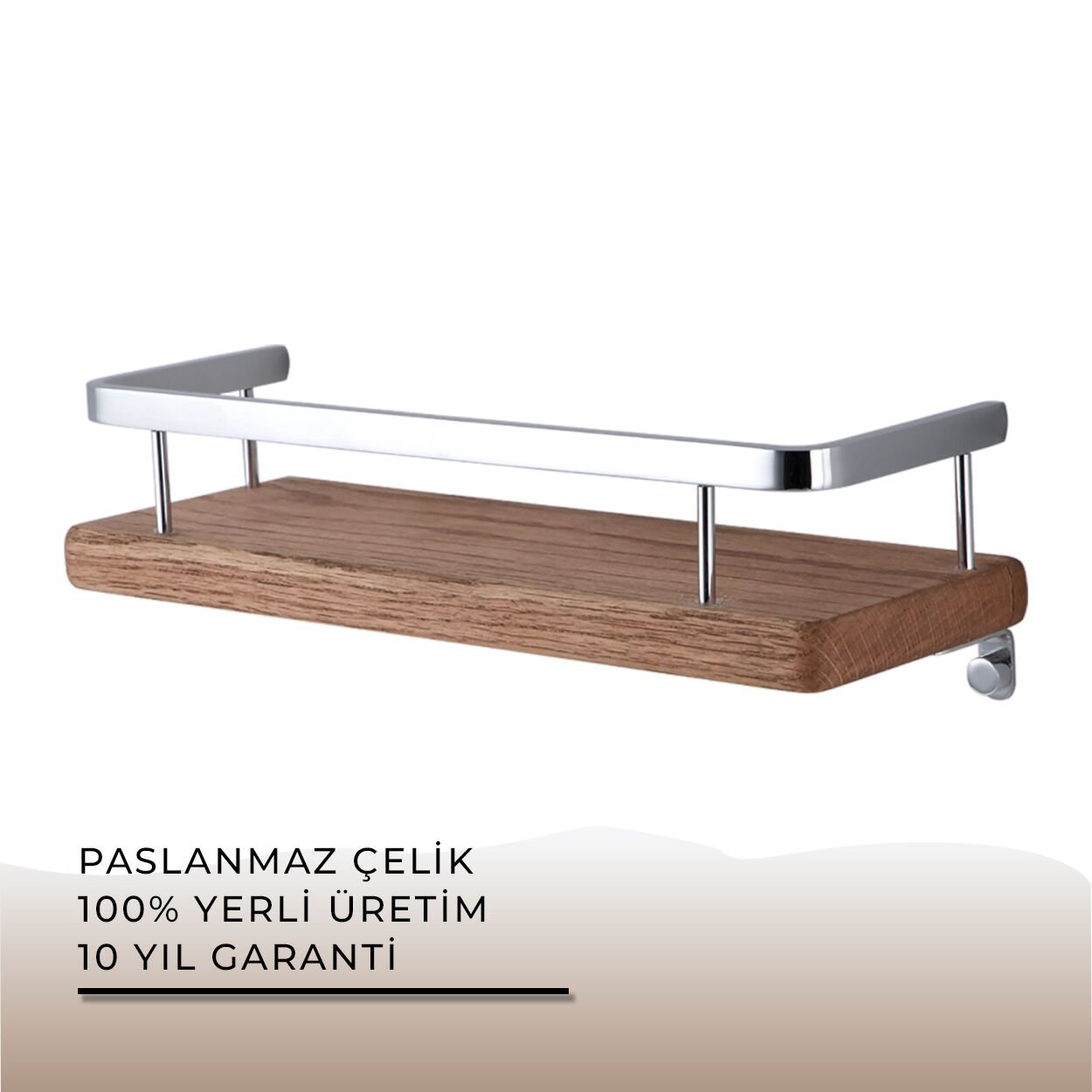 İGK YAPI - Çelik Banyo Selvi Ayna Etajeri 30 cm (SL10-008)