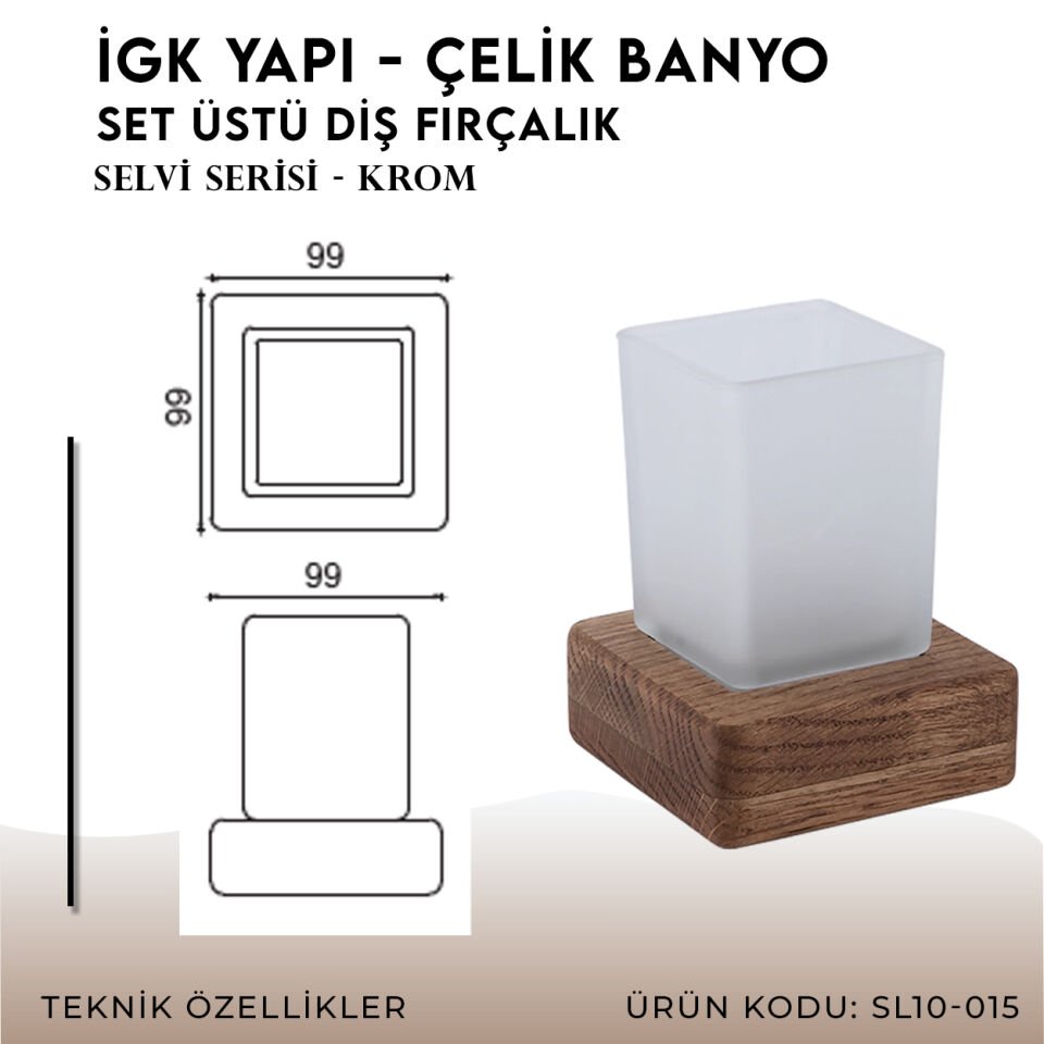 İGK YAPI - Çelik Banyo Selvi Set Üstü Diş Fırçalık (SL10-015)