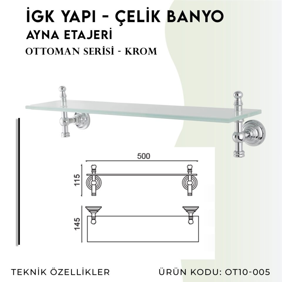 İGK YAPI - Çelik Banyo Ottoman Ayna Etajeri (OT10-005)