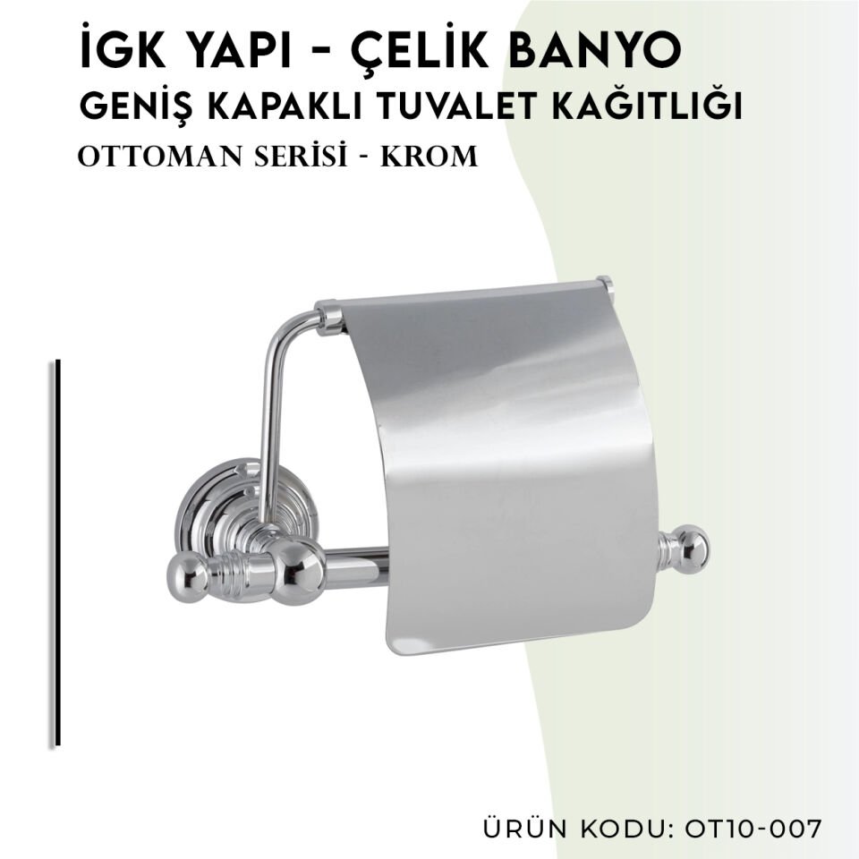 İGK YAPI - Çelik Banyo Ottoman Geniş Kapaklı Tuvalet Kâğıtlığı (OT10-007)