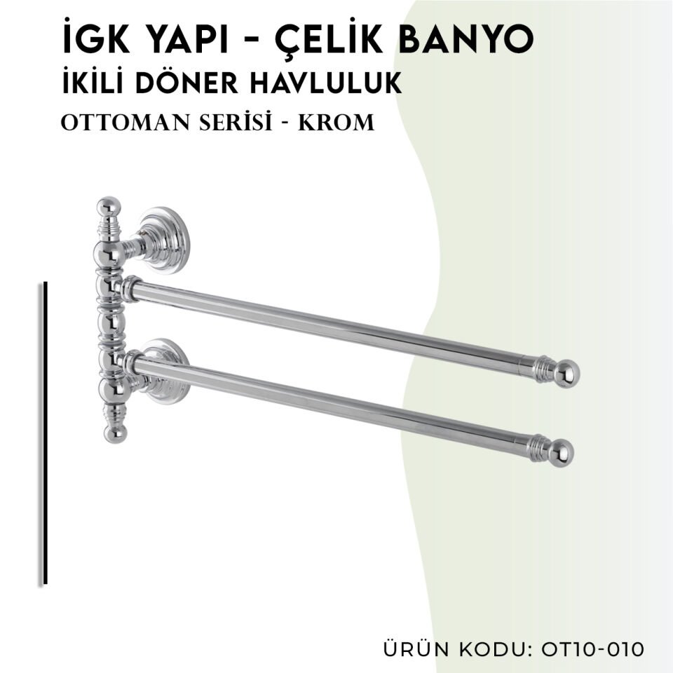 İGK YAPI - Çelik Banyo Ottoman İkili Döner Havluluk (OT10-010)