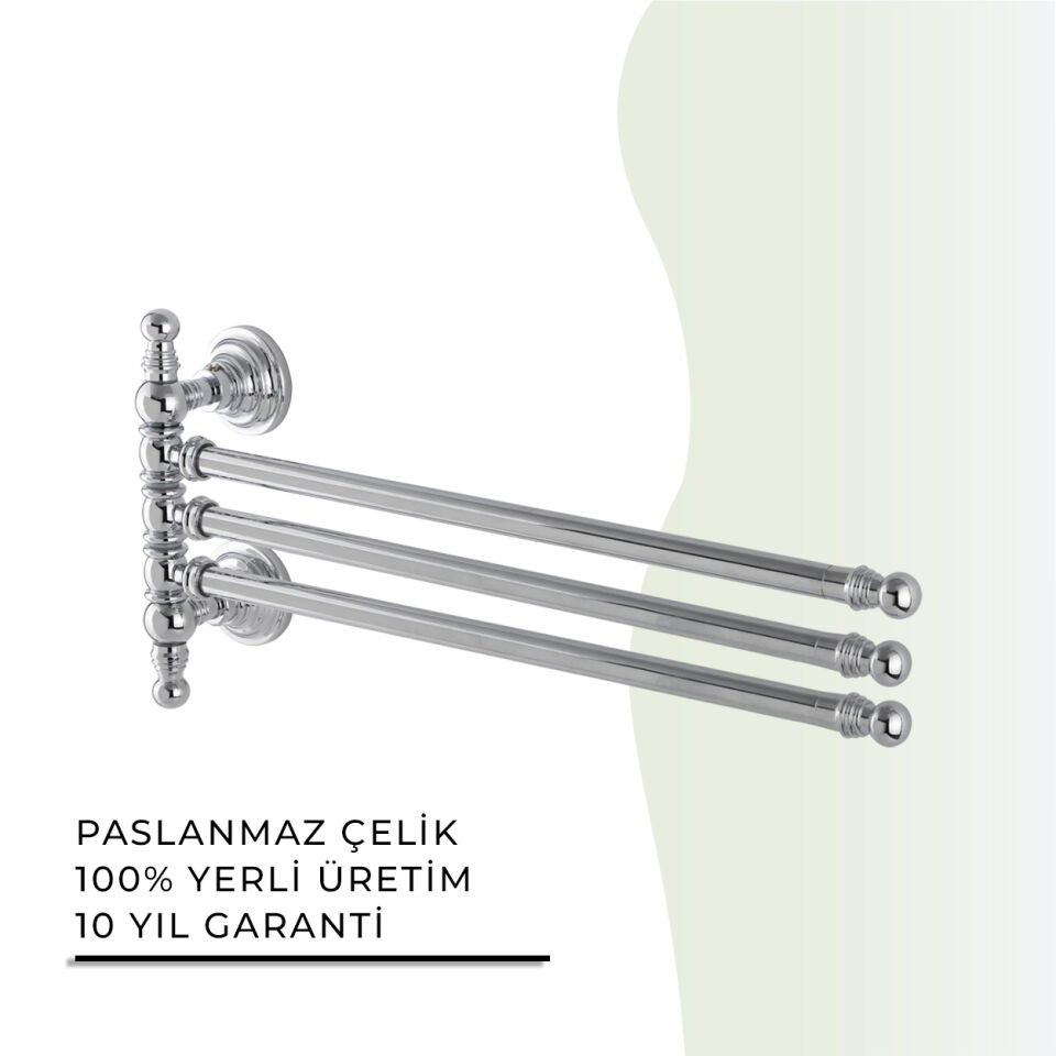 İGK YAPI - Çelik Banyo Ottoman Üçlü Döner Havluluk (OT10-018)