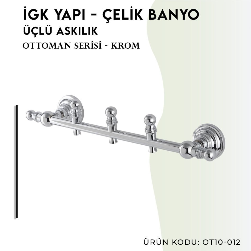 İGK YAPI - Çelik Banyo Ottoman Üçlü Askılık (OT10-012)