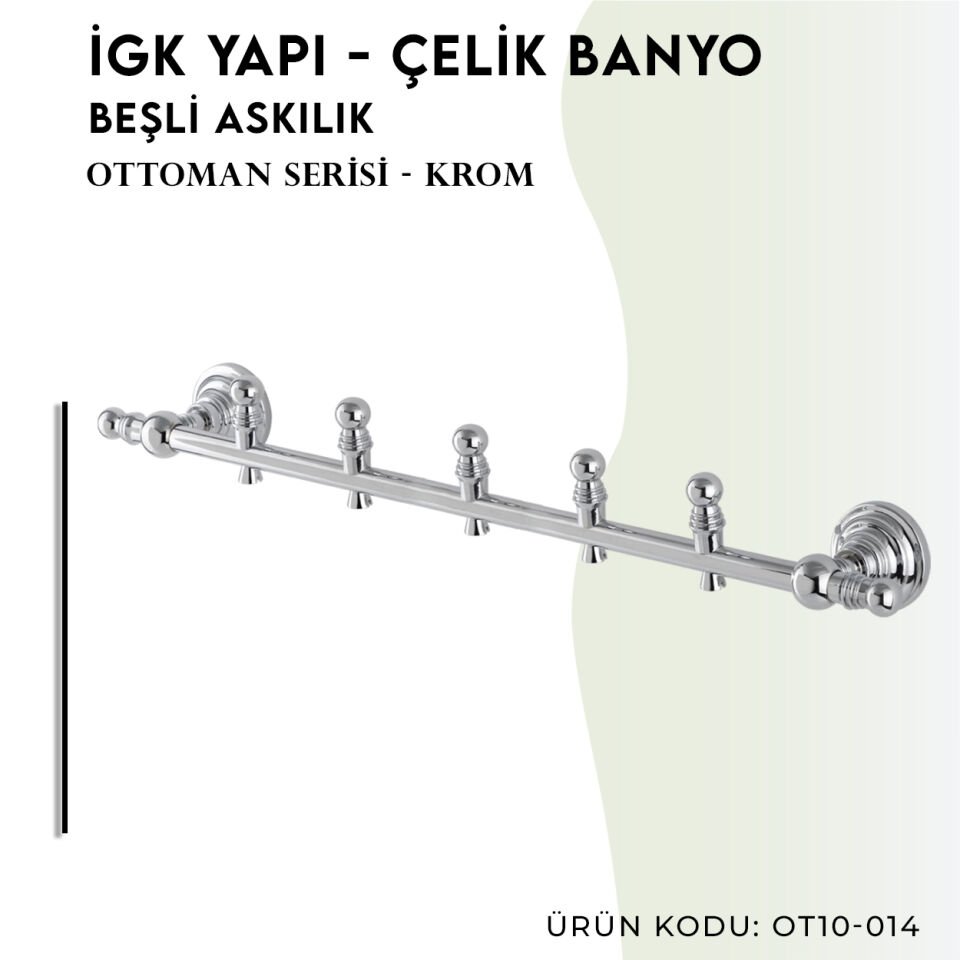 İGK YAPI - Çelik Banyo Ottoman Beşli Askılık (OT10-014)