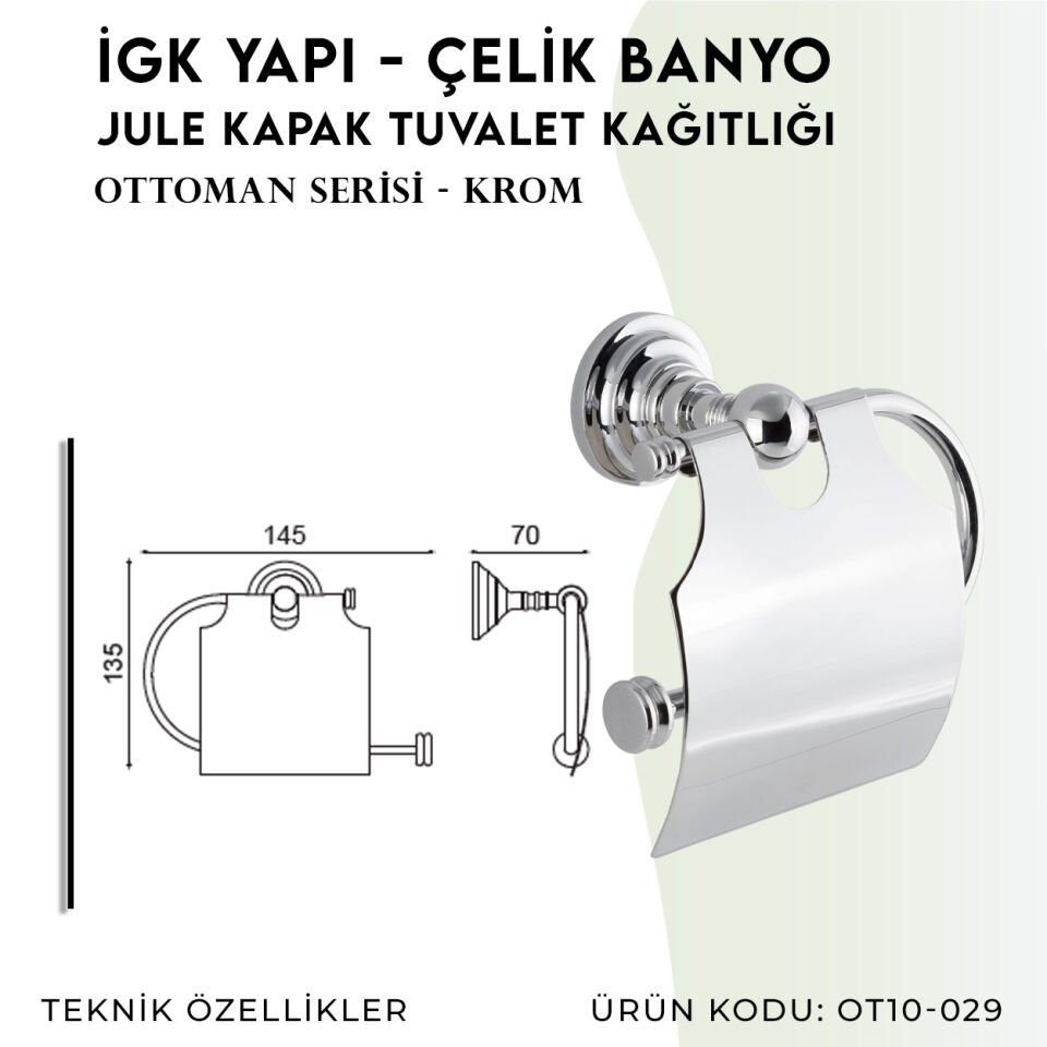 İGK YAPI - Çelik Banyo Ottoman Jule Kapaklı Tuvalet Kâğıtlığı (OT10-029)