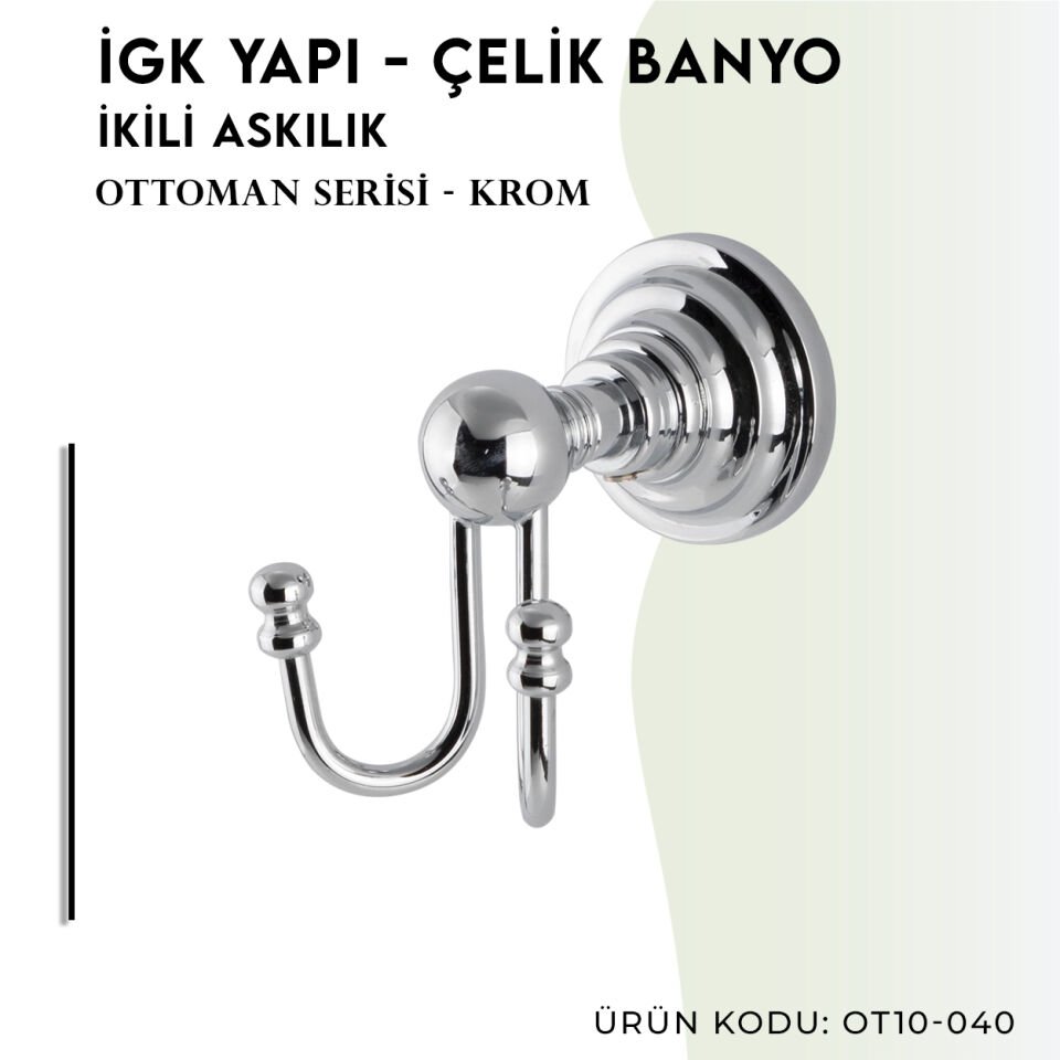 İGK YAPI - Çelik Banyo Ottoman İkili Askılık (OT10-040)