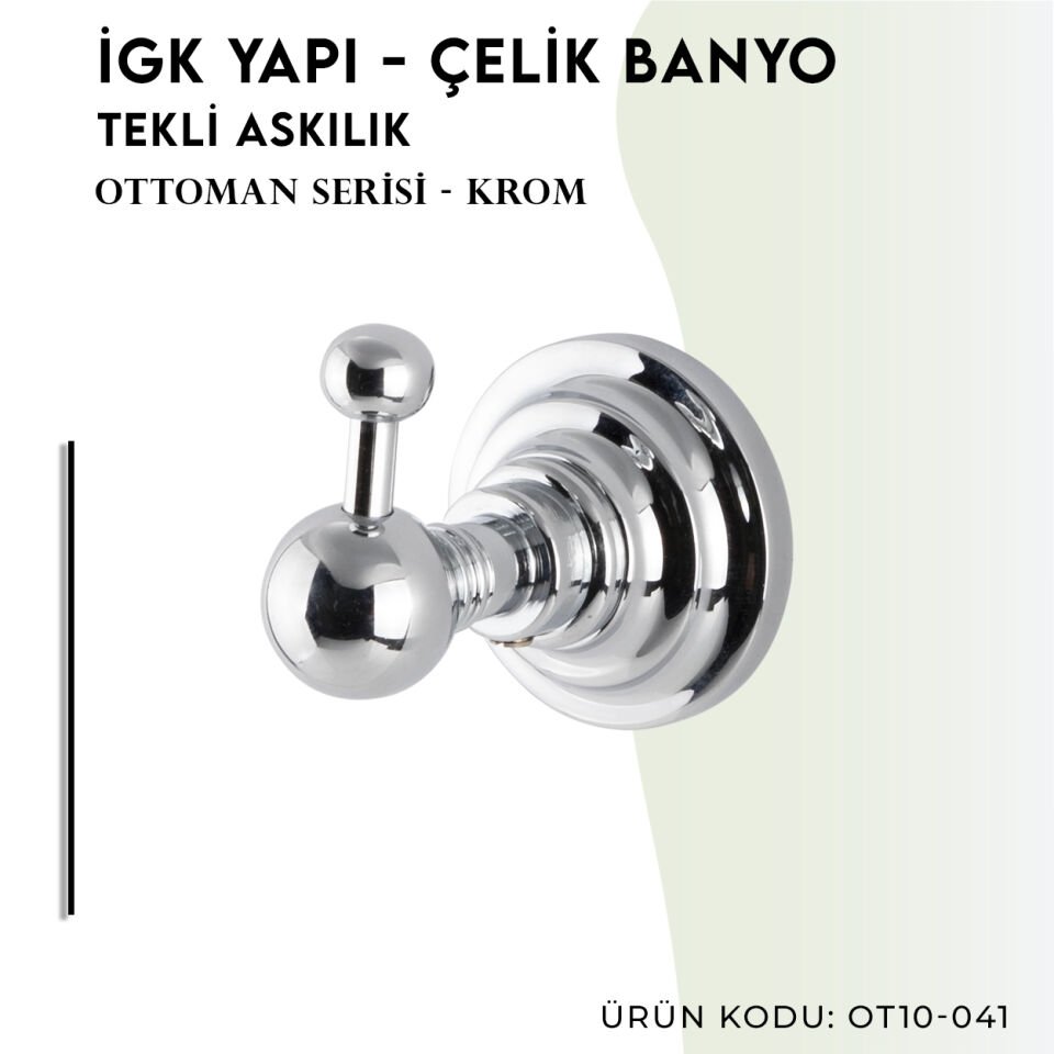 İGK YAPI - Çelik Banyo Ottoman Tekli Askılık (OT10-041)