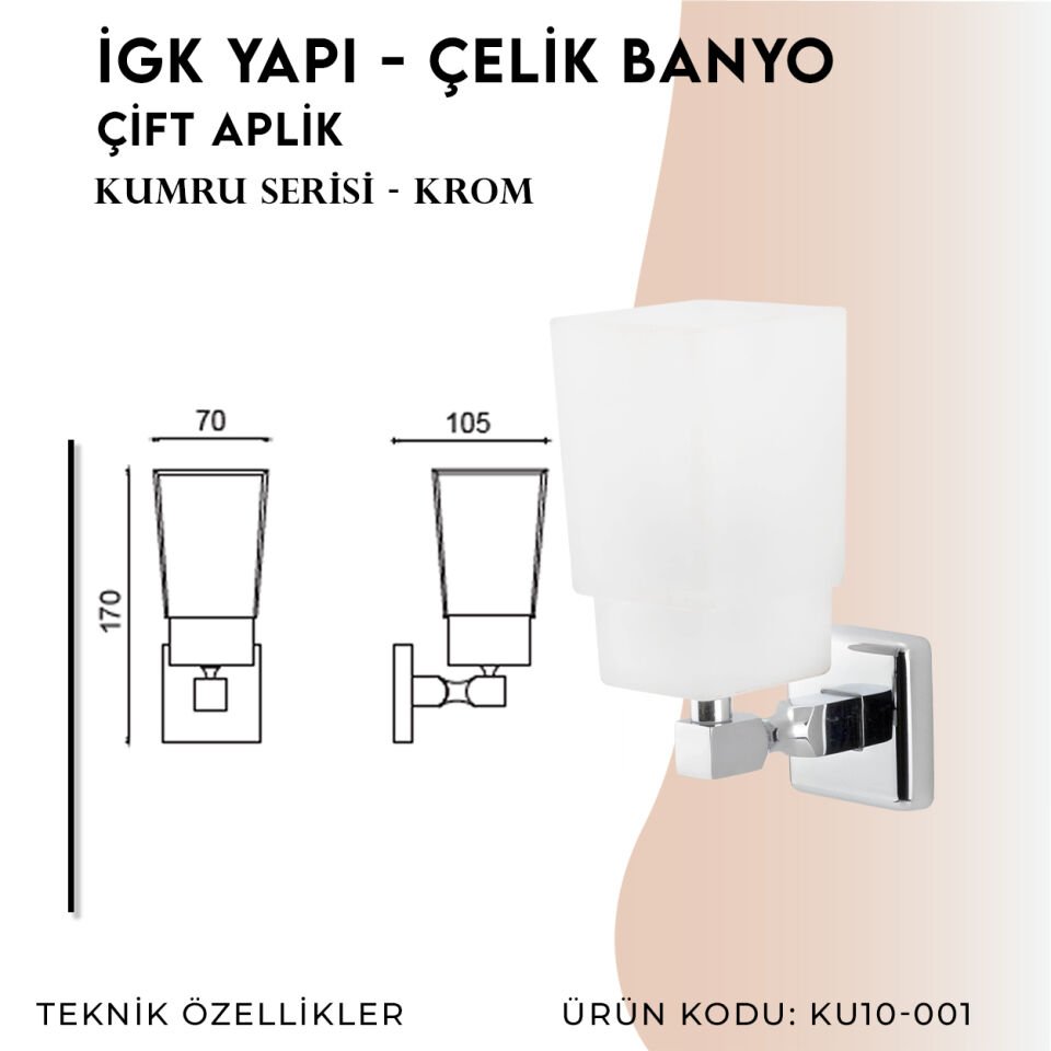 İGK YAPI - Çelik Banyo Kumru Çift Aplik (KU10-001)