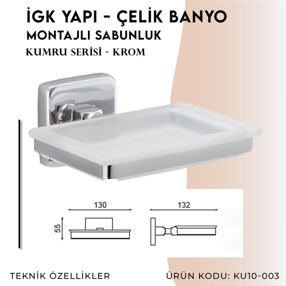 İGK YAPI - Çelik Banyo Kumru Montajlı Sabunluk (KU10-003)