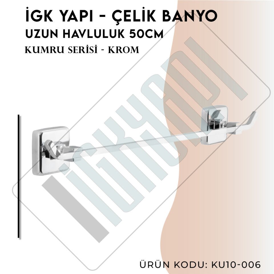İGK YAPI - Çelik Banyo Kumru Uzun Havluluk 50cm (KU10-006)