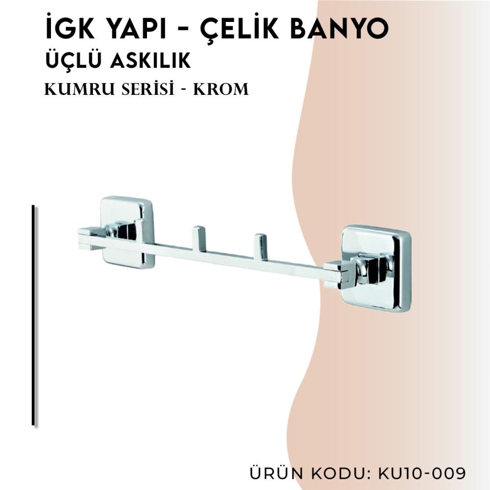 İGK YAPI - Çelik Banyo Kumru Üçlü Askılık (KU10-009)