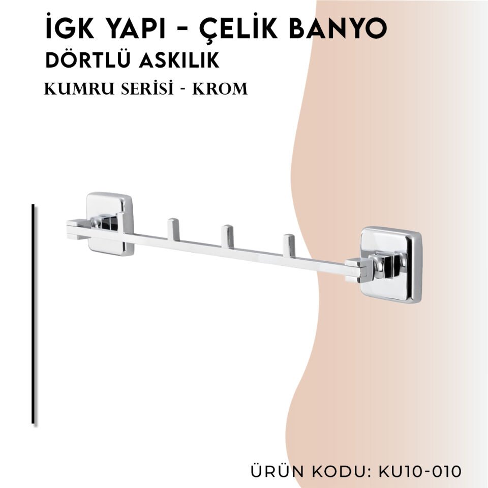 İGK YAPI - Çelik Banyo Kumru Dörtlü Askılık (KU10-010)