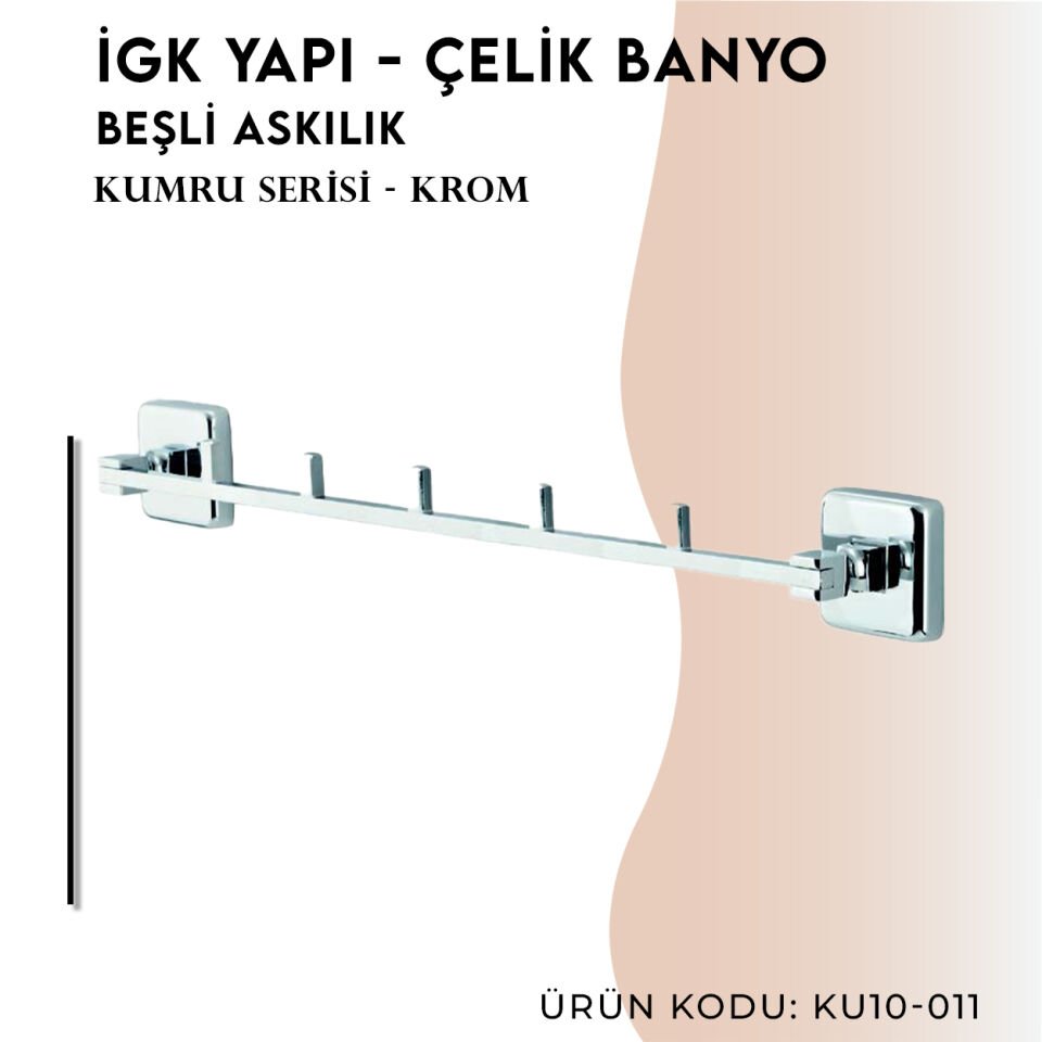 İGK YAPI - Çelik Banyo Kumru Beşli Askılık (KU10-011)