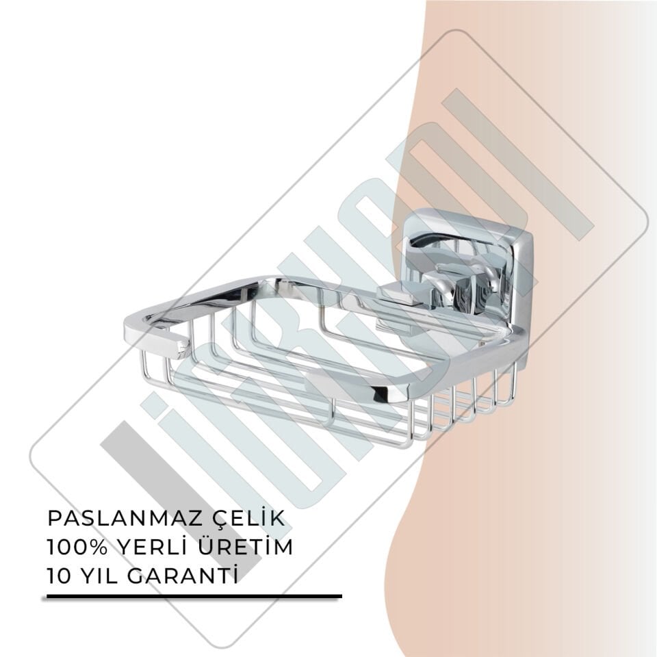 İGK YAPI - Çelik Banyo Kumru Montajlı Tel Sabunluk Kare (KU10-016)