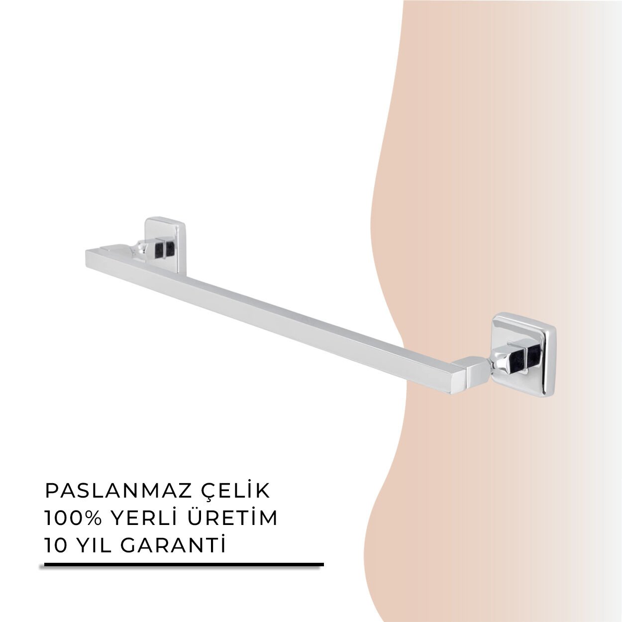 İGK YAPI - Çelik Banyo Kumru Kare Boru Uzun Havluluk 50cm (KU10-020)
