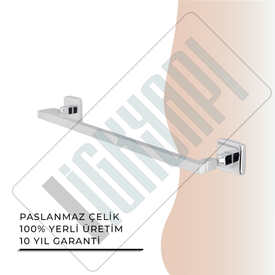 İGK YAPI - Çelik Banyo Kumru Kare Boru Uzun Havluluk 50cm (KU10-020)