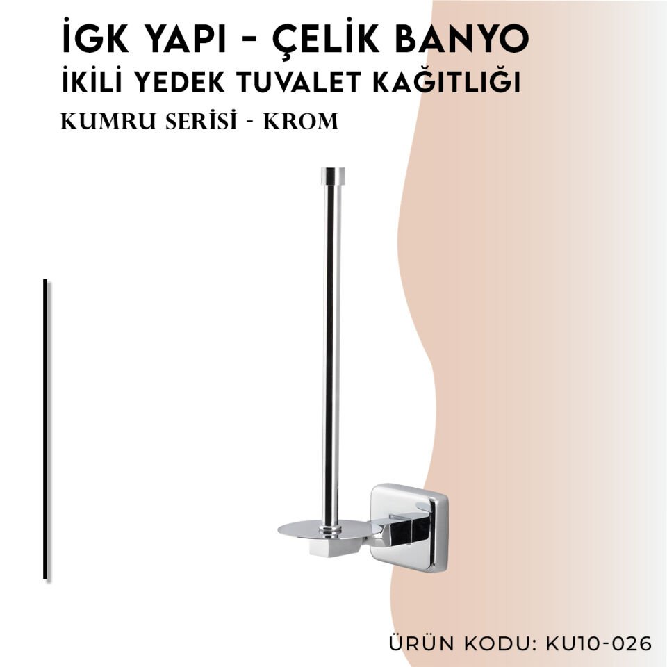 İGK YAPI - Çelik Banyo Kumru Yedek İkili Tuvalet Kâğıtlığı (KU10-026)