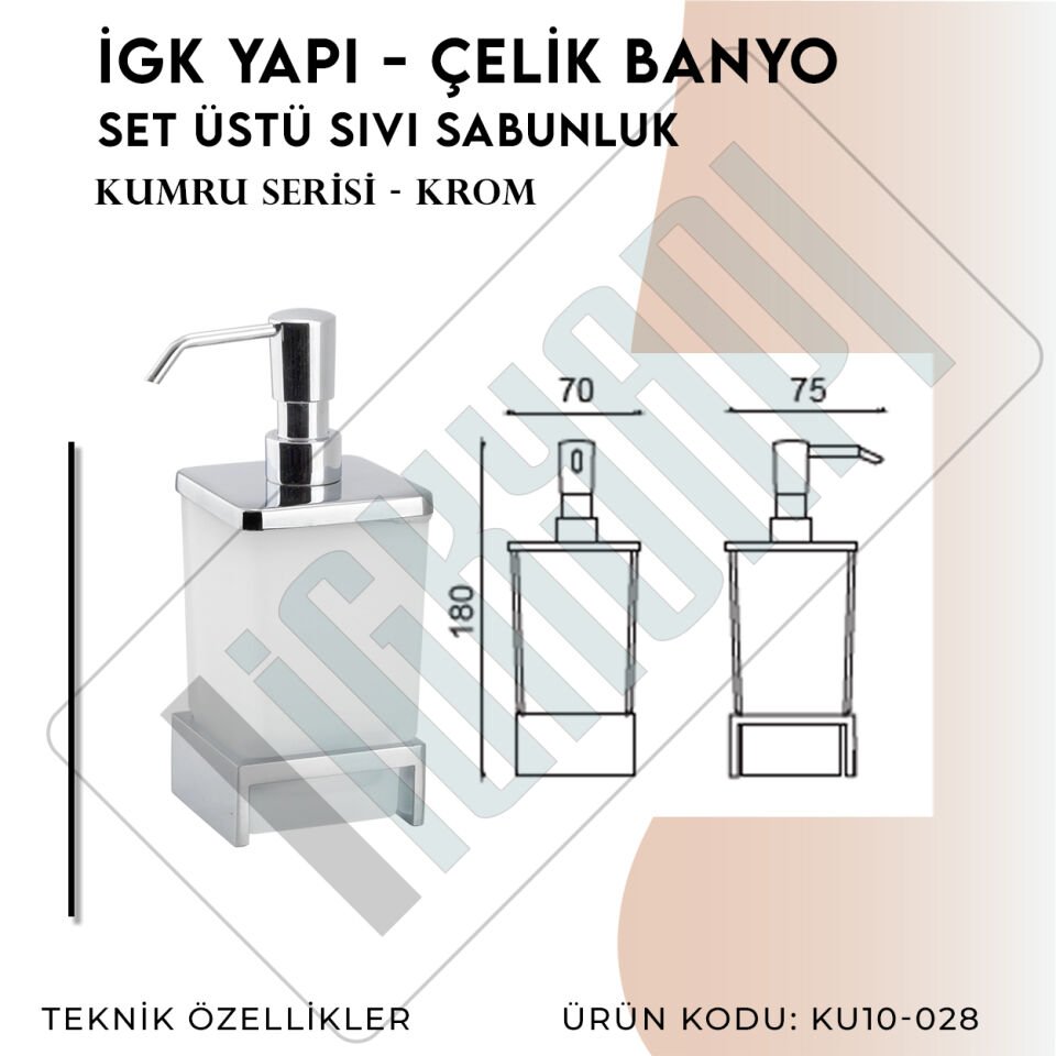 İGK YAPI - Çelik Banyo Kumru Set Üstü Sıvı Sabunluk (KU10-028)