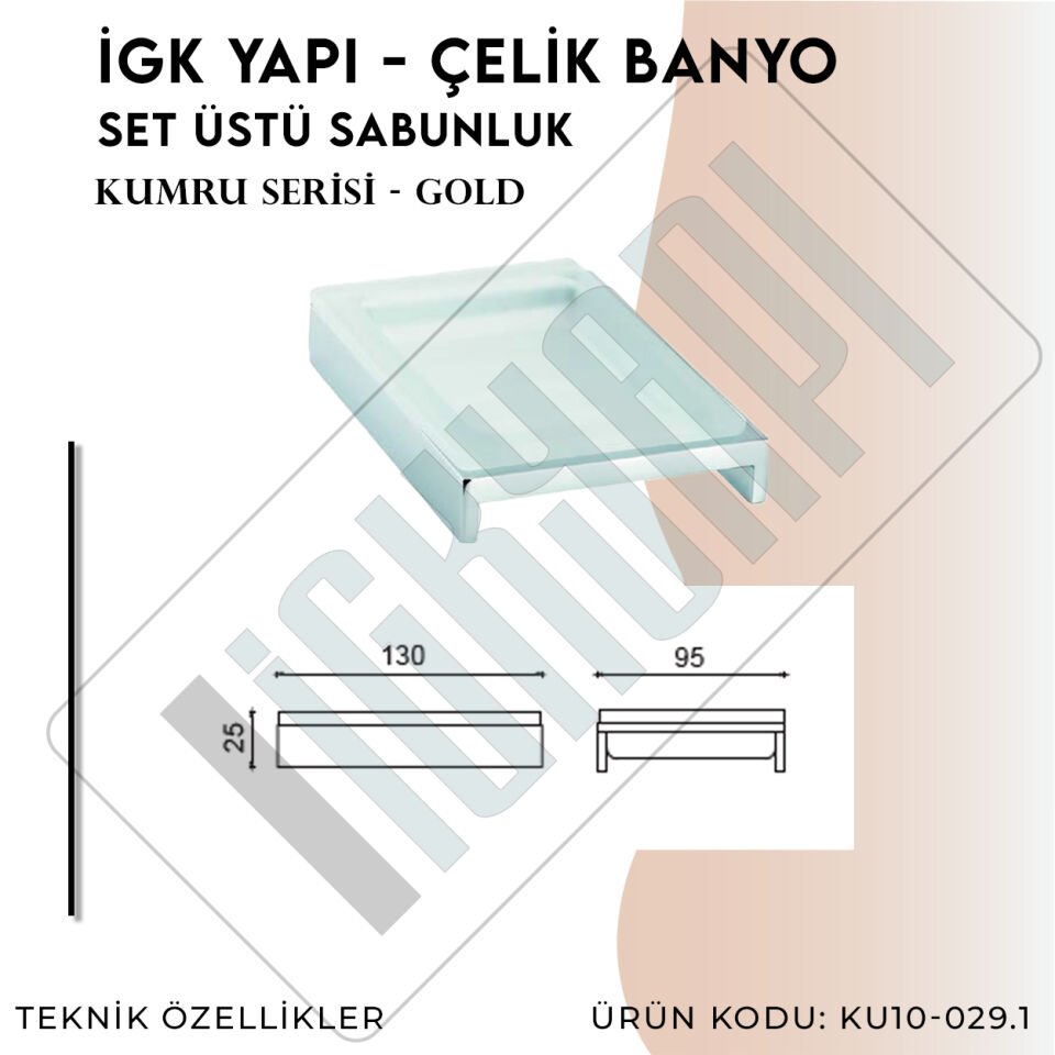 İGK YAPI - Çelik Banyo Kumru Set Üstü Sabunluk (KU10-029)